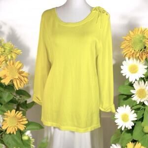 Talbots Knit Sweater NWOT Chartreuse Yellow Size Small